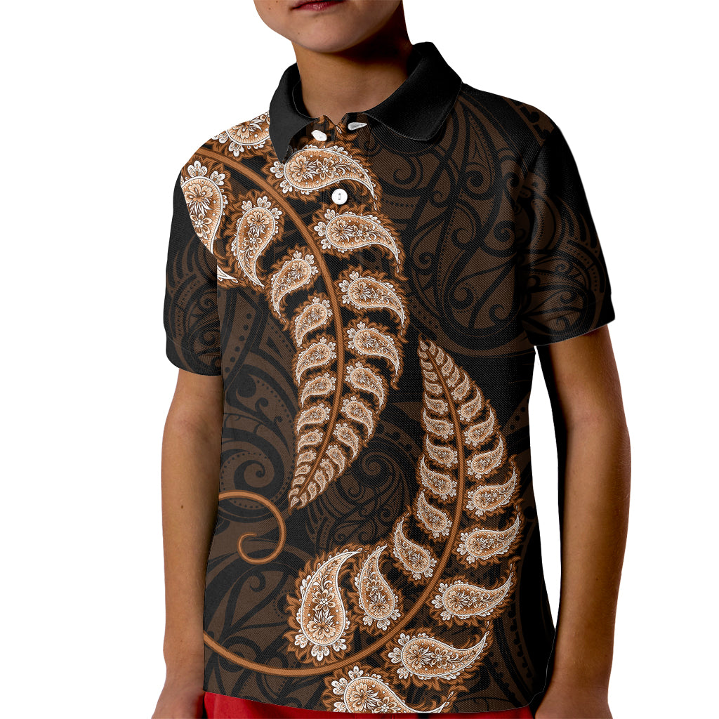 brown-new-zealand-paisley-silver-fern-kid-polo-shirt-aotearoa-maori