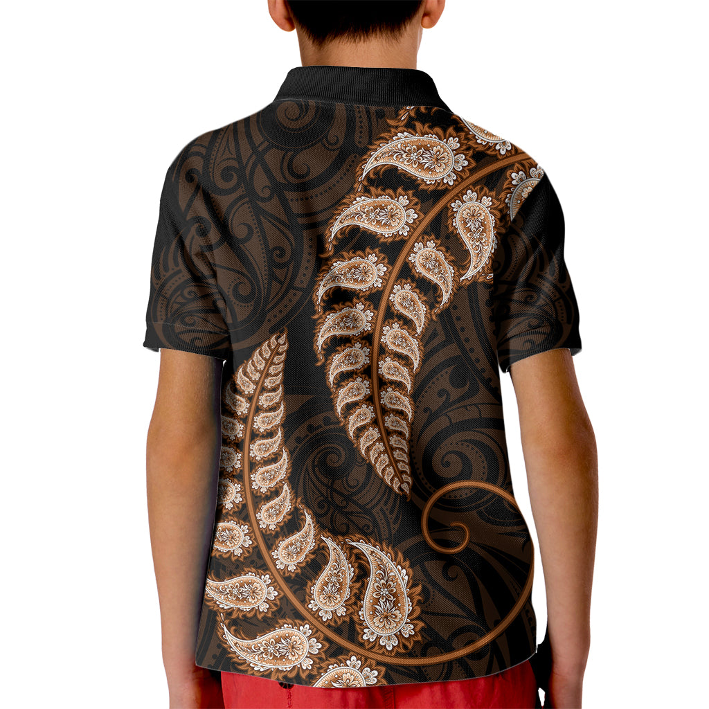 brown-new-zealand-paisley-silver-fern-kid-polo-shirt-aotearoa-maori