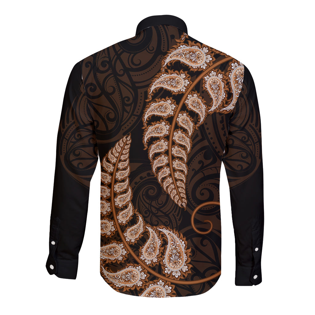 brown-new-zealand-paisley-silver-fern-long-sleeve-button-shirt-aotearoa-maori