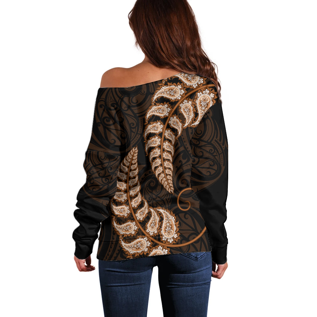 brown-new-zealand-paisley-silver-fern-off-shoulder-sweater-aotearoa-maori