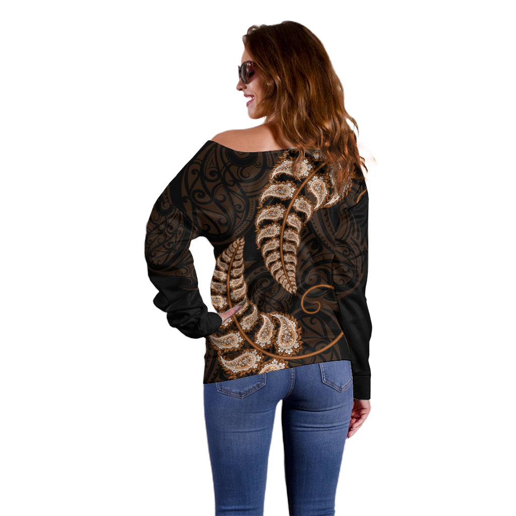 brown-new-zealand-paisley-silver-fern-off-shoulder-sweater-aotearoa-maori