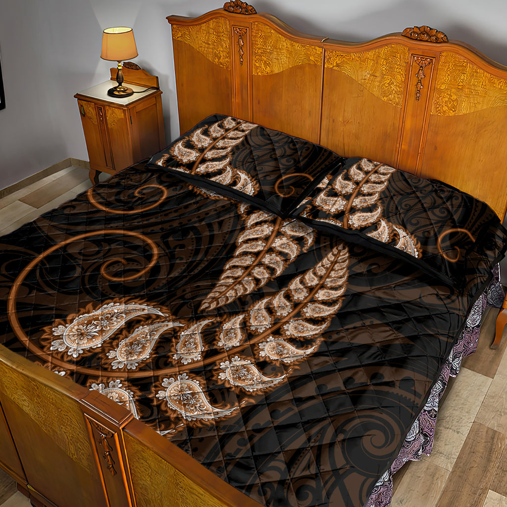 brown-new-zealand-paisley-silver-fern-quilt-bed-set-aotearoa-maori