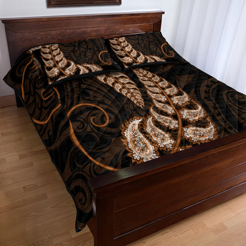 brown-new-zealand-paisley-silver-fern-quilt-bed-set-aotearoa-maori
