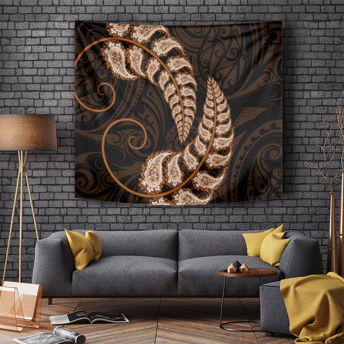 brown-new-zealand-paisley-silver-fern-tapestry-aotearoa-maori