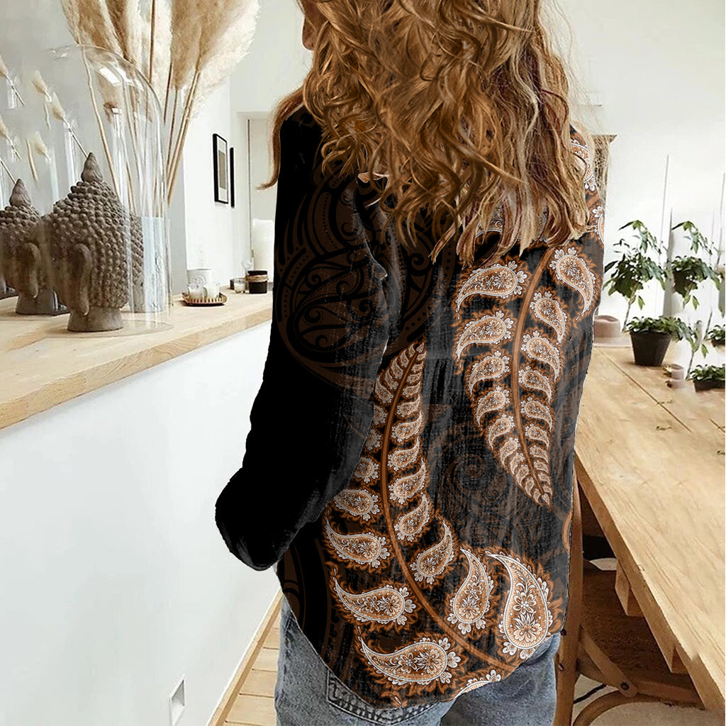 brown-new-zealand-paisley-silver-fern-women-casual-shirt-aotearoa-maori