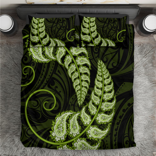 green-new-zealand-paisley-silver-fern-bedding-set-aotearoa-maori