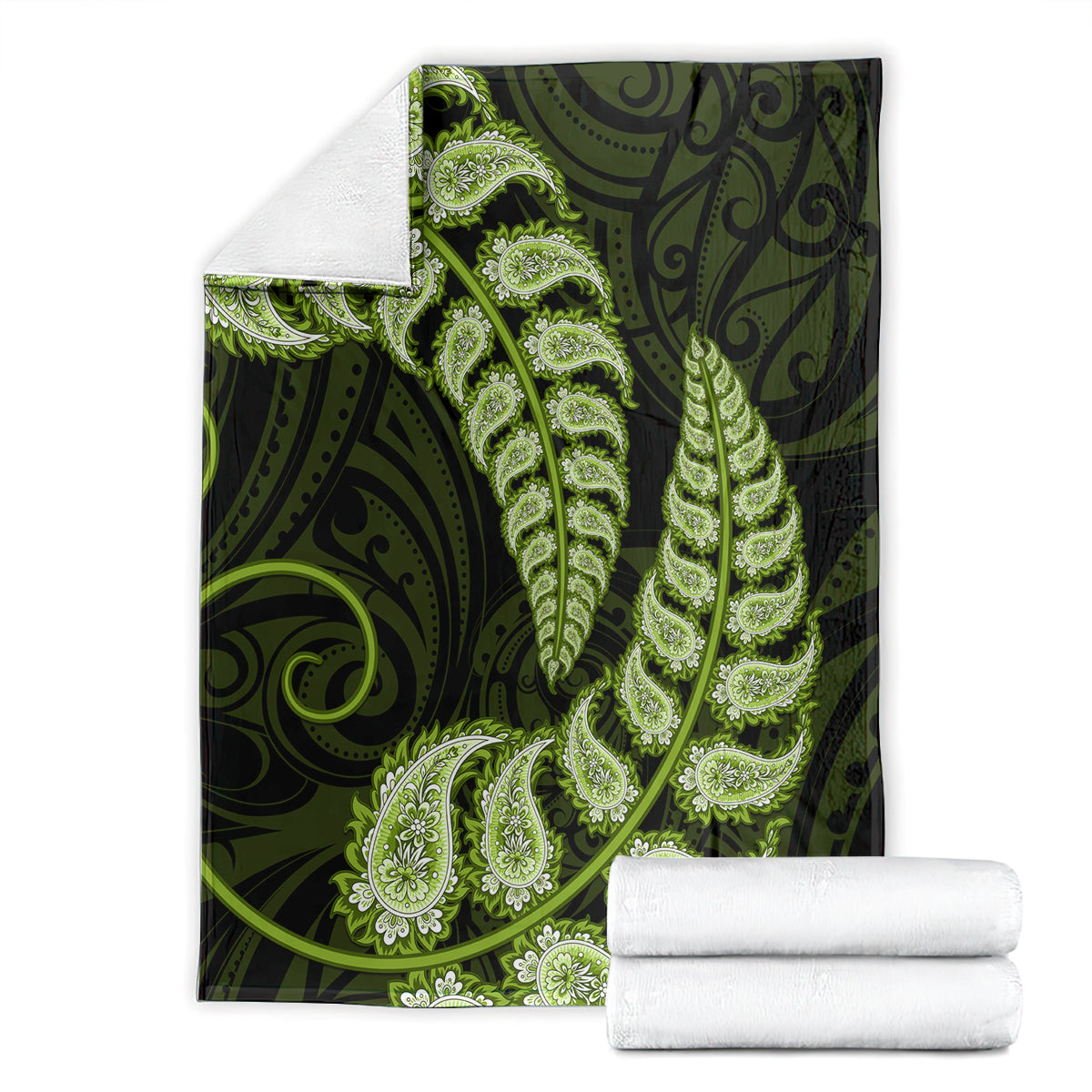 green-new-zealand-paisley-silver-fern-blanket-aotearoa-maori