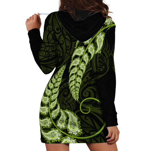 green-new-zealand-paisley-silver-fern-hoodie-dress-aotearoa-maori