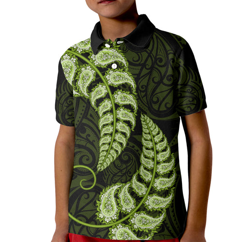 green-new-zealand-paisley-silver-fern-kid-polo-shirt-aotearoa-maori