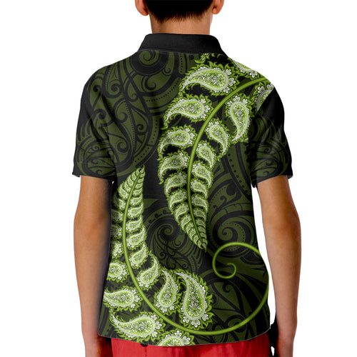 green-new-zealand-paisley-silver-fern-kid-polo-shirt-aotearoa-maori