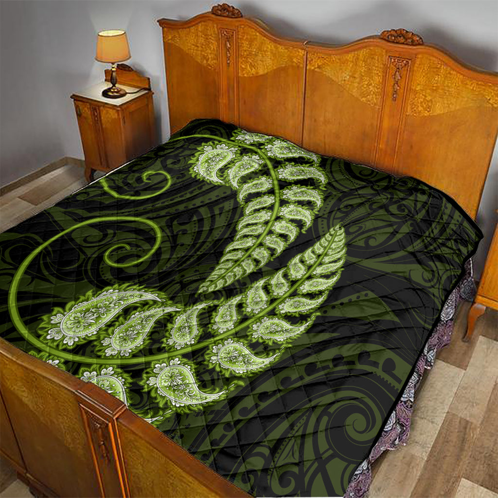 green-new-zealand-paisley-silver-fern-quilt-aotearoa-maori