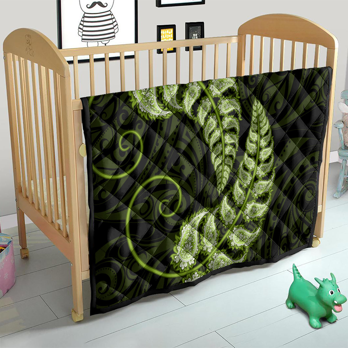green-new-zealand-paisley-silver-fern-quilt-aotearoa-maori