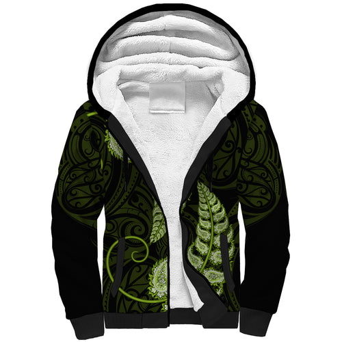 green-new-zealand-paisley-silver-fern-sherpa-hoodie-aotearoa-maori
