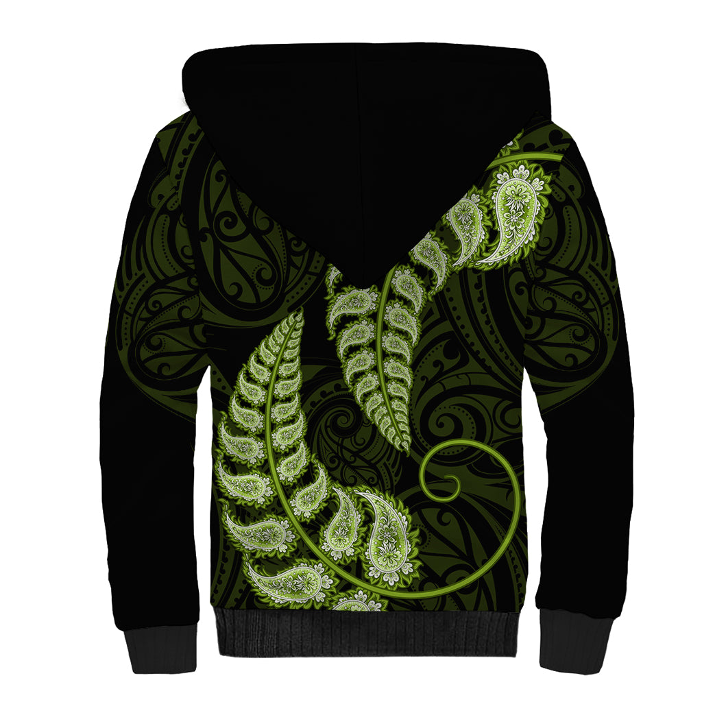 green-new-zealand-paisley-silver-fern-sherpa-hoodie-aotearoa-maori