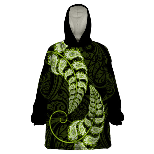 green-new-zealand-paisley-silver-fern-wearable-blanket-hoodie-aotearoa-maori