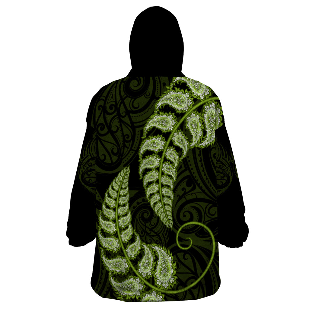 green-new-zealand-paisley-silver-fern-wearable-blanket-hoodie-aotearoa-maori