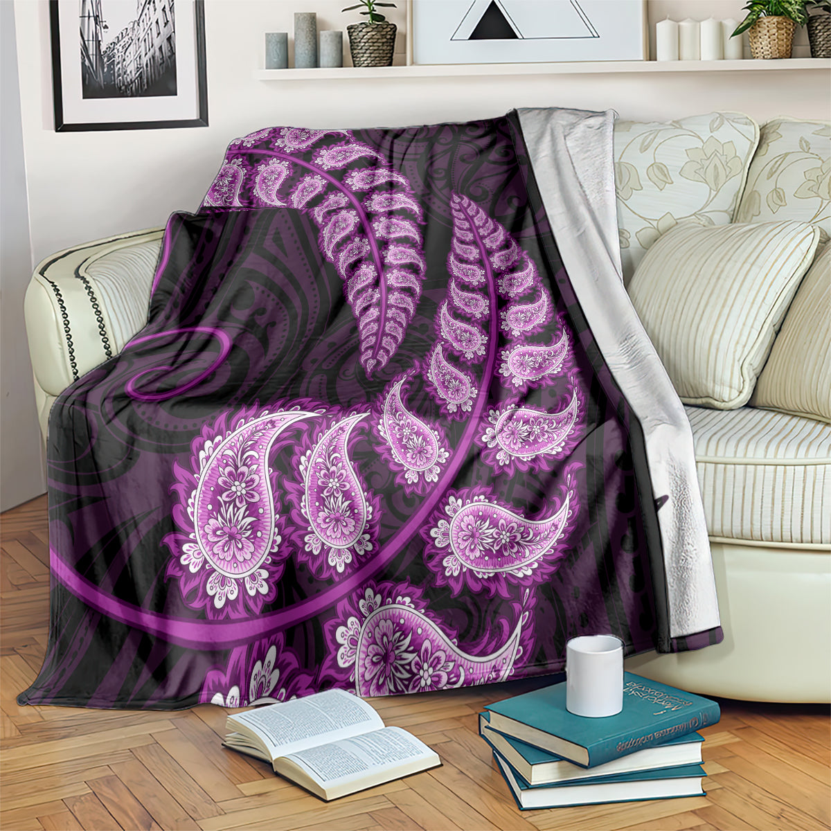 purple-new-zealand-paisley-silver-fern-blanket-aotearoa-maori