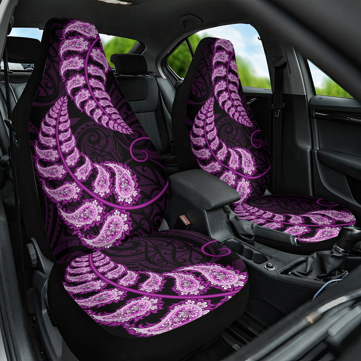 purple-new-zealand-paisley-silver-fern-car-seat-cover-aotearoa-maori