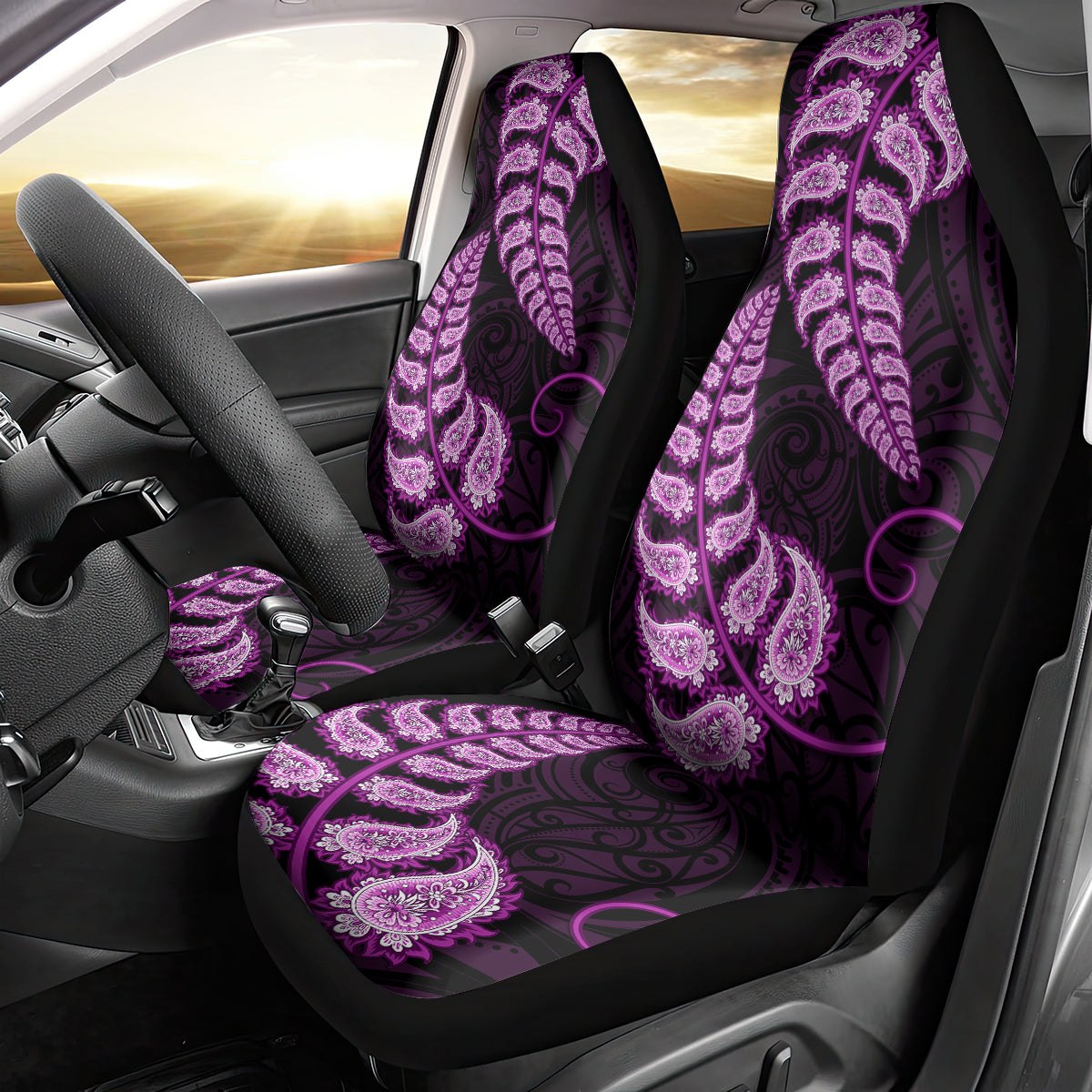 purple-new-zealand-paisley-silver-fern-car-seat-cover-aotearoa-maori