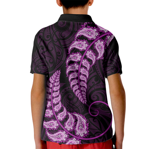 purple-new-zealand-paisley-silver-fern-kid-polo-shirt-aotearoa-maori
