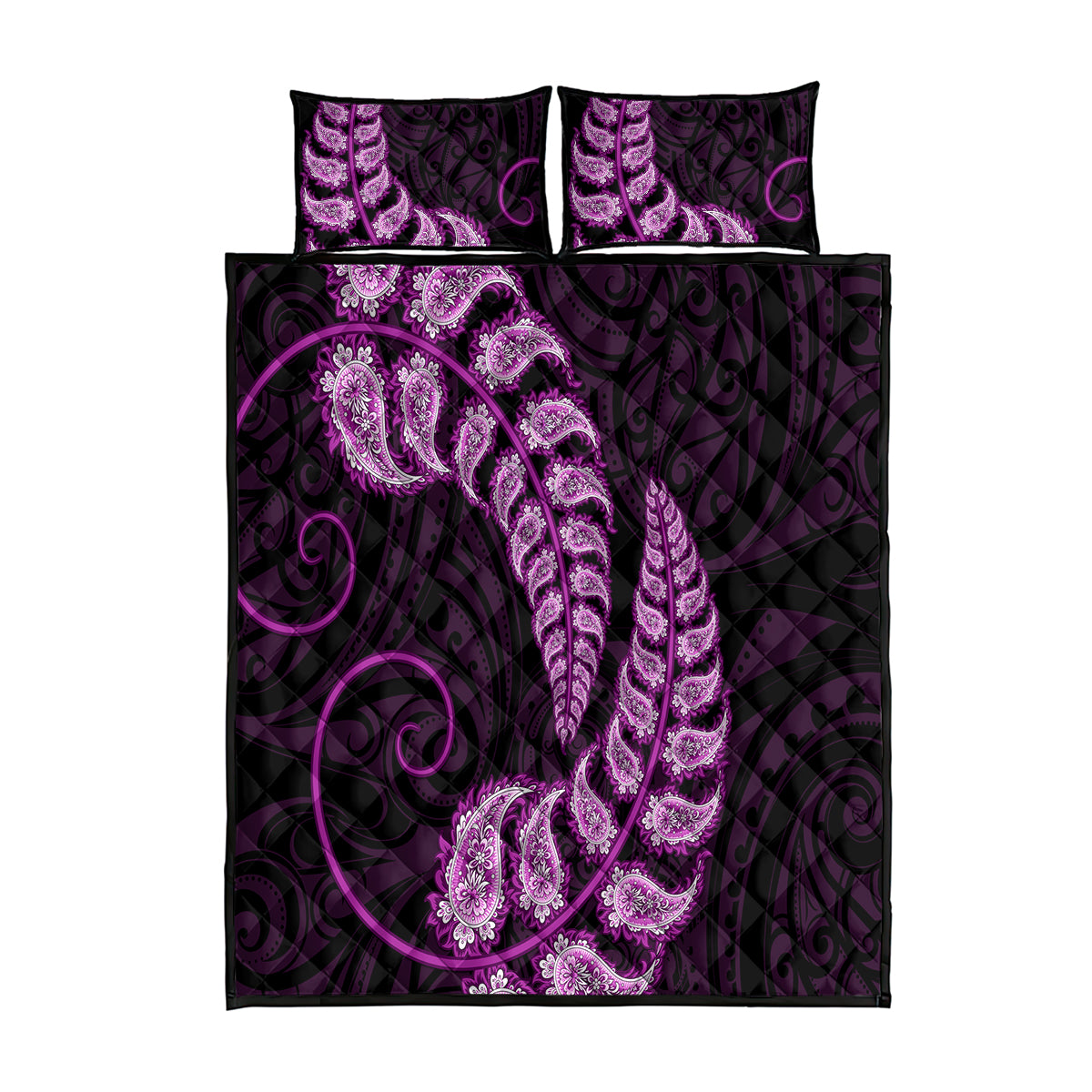 purple-new-zealand-paisley-silver-fern-quilt-bed-set-aotearoa-maori