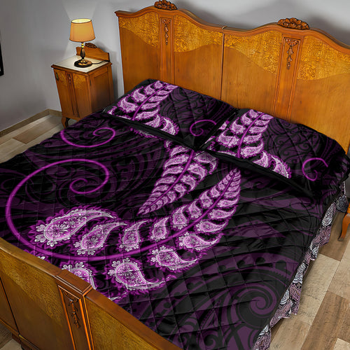 purple-new-zealand-paisley-silver-fern-quilt-bed-set-aotearoa-maori