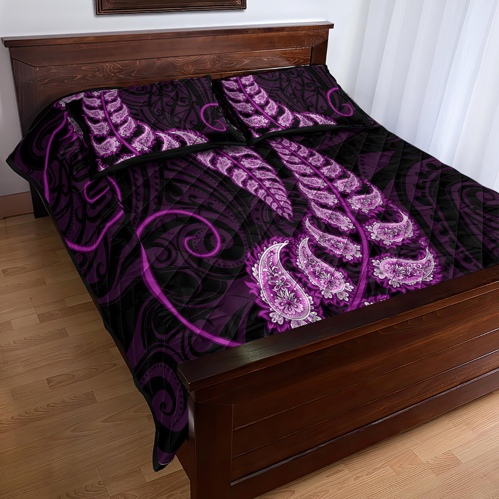 purple-new-zealand-paisley-silver-fern-quilt-bed-set-aotearoa-maori