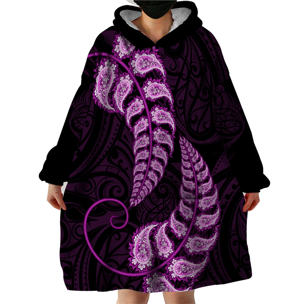 purple-new-zealand-paisley-silver-fern-wearable-blanket-hoodie-aotearoa-maori