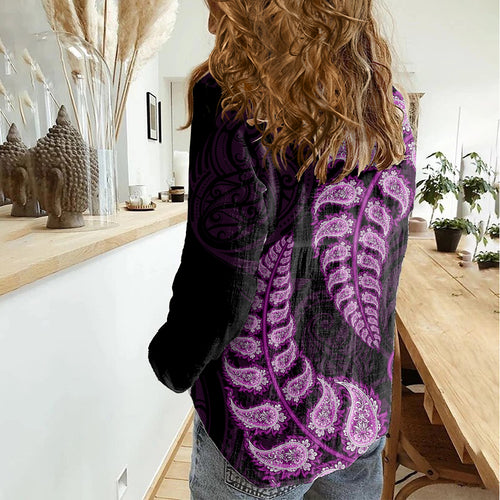 purple-new-zealand-paisley-silver-fern-women-casual-shirt-aotearoa-maori