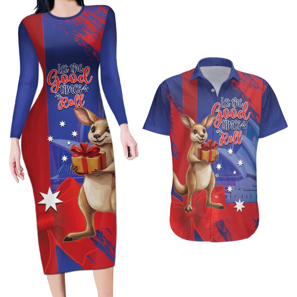 Happy Boxing Day Australia Couples Matching Long Sleeve Bodycon Dress and Hawaiian Shirt Let The Good Time Roll!