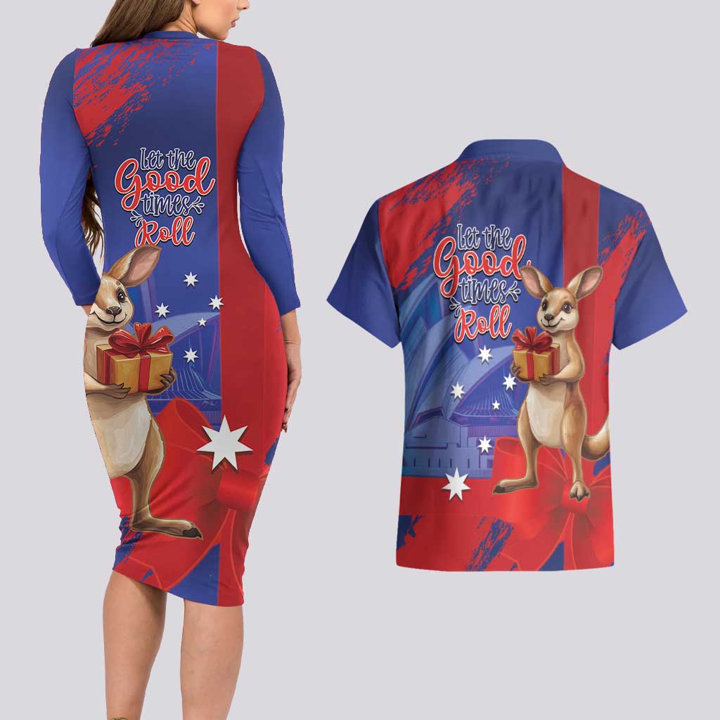 Happy Boxing Day Australia Couples Matching Long Sleeve Bodycon Dress and Hawaiian Shirt Let The Good Time Roll!
