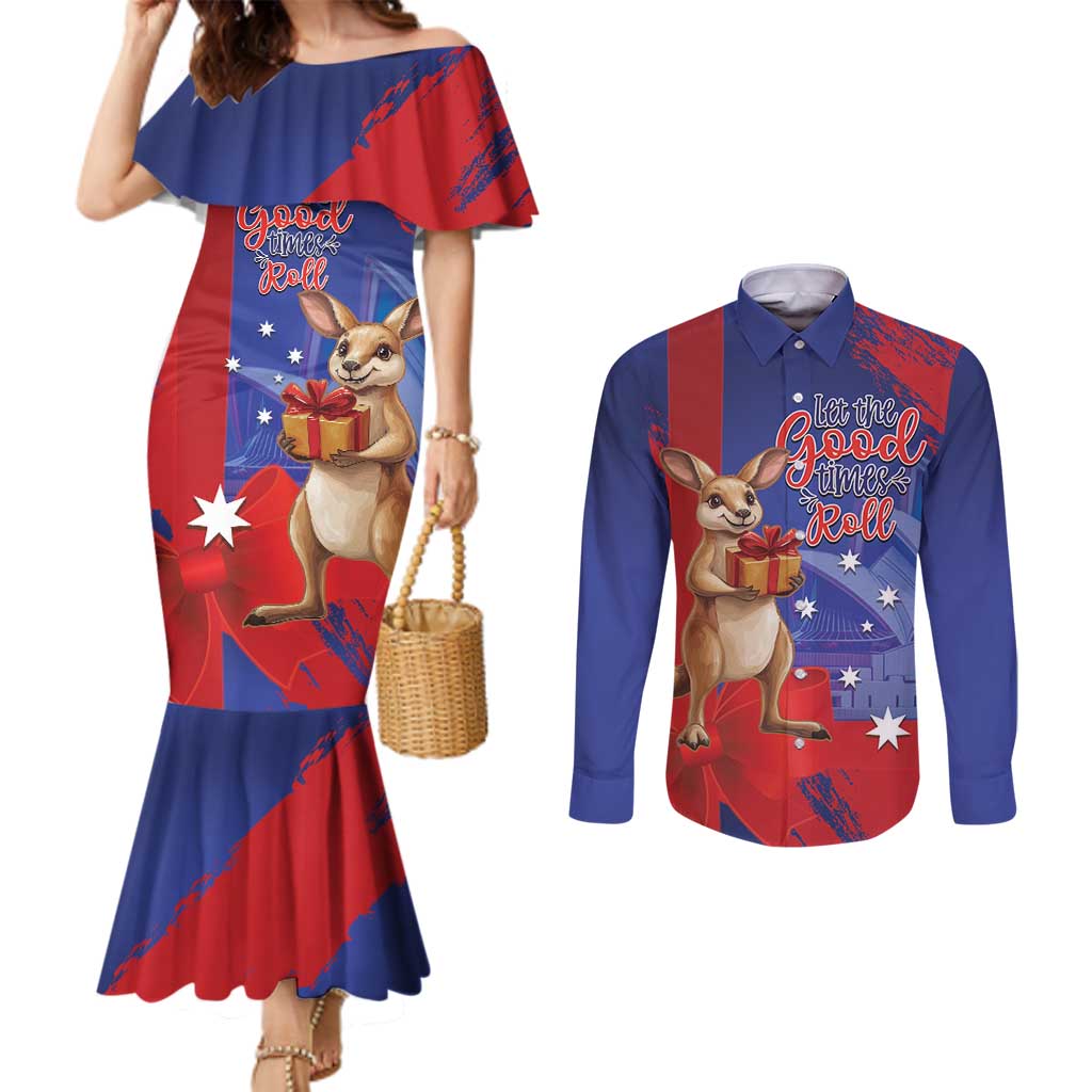 Happy Boxing Day Australia Couples Matching Mermaid Dress and Long Sleeve Button Shirt Let The Good Time Roll!