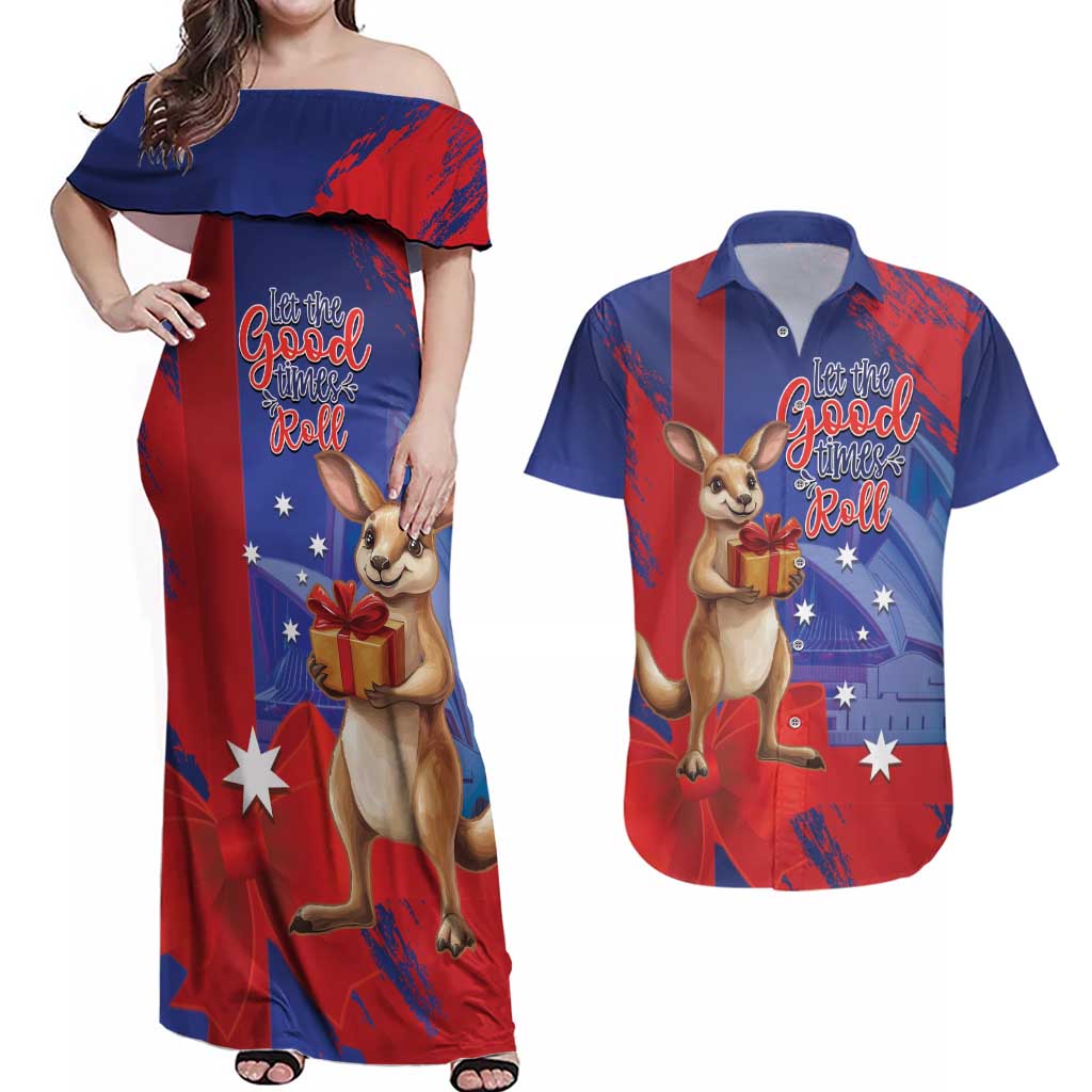 Happy Boxing Day Australia Couples Matching Off Shoulder Maxi Dress and Hawaiian Shirt Let The Good Time Roll!