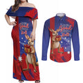 Happy Boxing Day Australia Couples Matching Off Shoulder Maxi Dress and Long Sleeve Button Shirt Let The Good Time Roll!