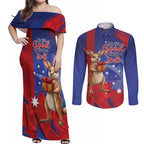 Happy Boxing Day Australia Couples Matching Off Shoulder Maxi Dress and Long Sleeve Button Shirt Let The Good Time Roll!