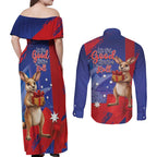 Happy Boxing Day Australia Couples Matching Off Shoulder Maxi Dress and Long Sleeve Button Shirt Let The Good Time Roll!