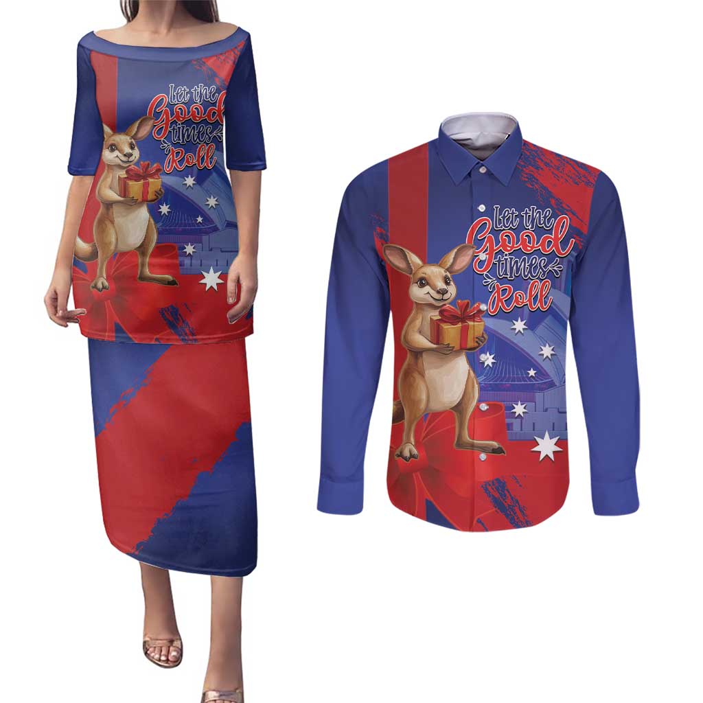 Happy Boxing Day Australia Couples Matching Puletasi and Long Sleeve Button Shirt Let The Good Time Roll!