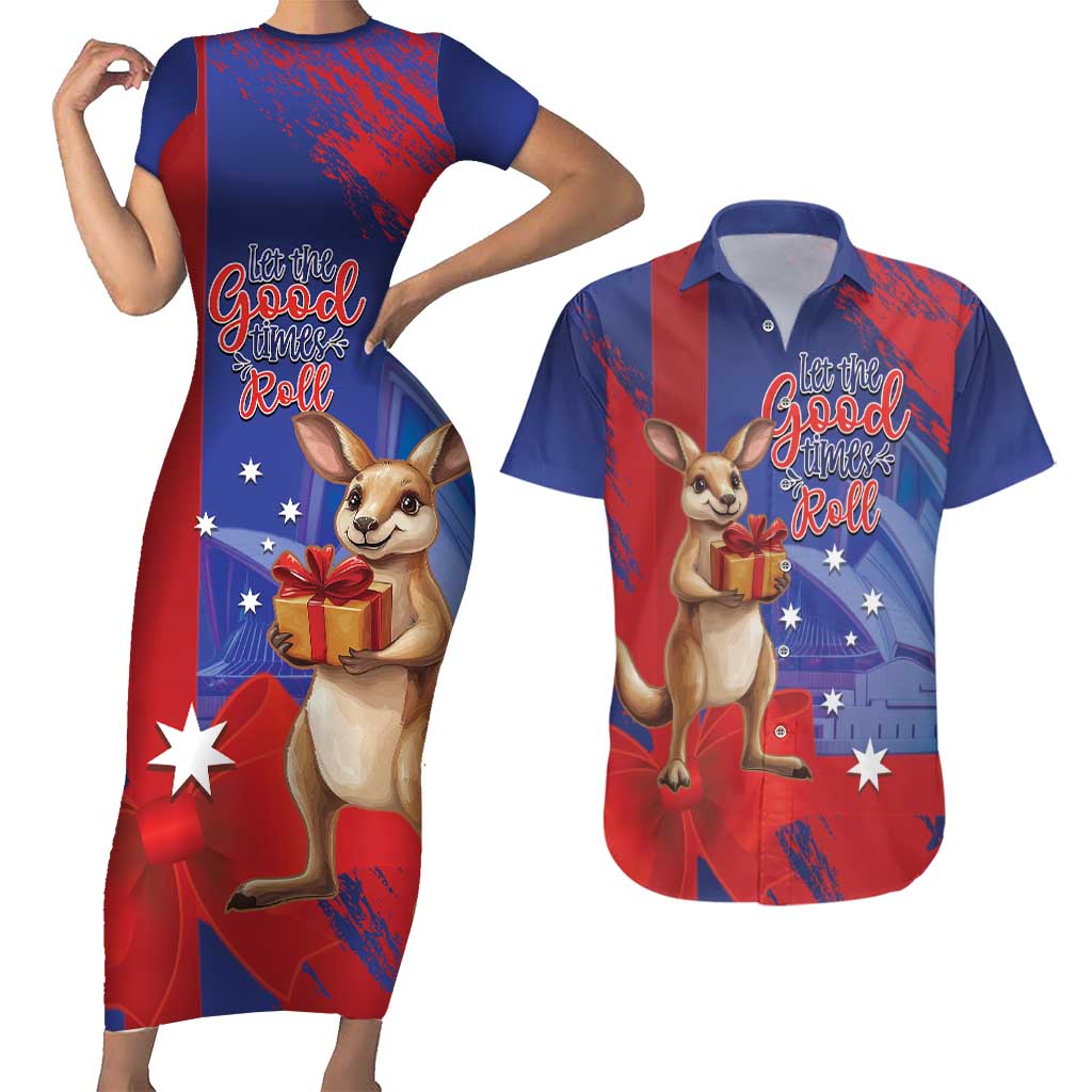 Happy Boxing Day Australia Couples Matching Short Sleeve Bodycon Dress and Hawaiian Shirt Let The Good Time Roll!