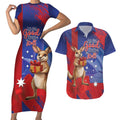 Happy Boxing Day Australia Couples Matching Short Sleeve Bodycon Dress and Hawaiian Shirt Let The Good Time Roll!