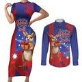 Happy Boxing Day Australia Couples Matching Short Sleeve Bodycon Dress and Long Sleeve Button Shirt Let The Good Time Roll!