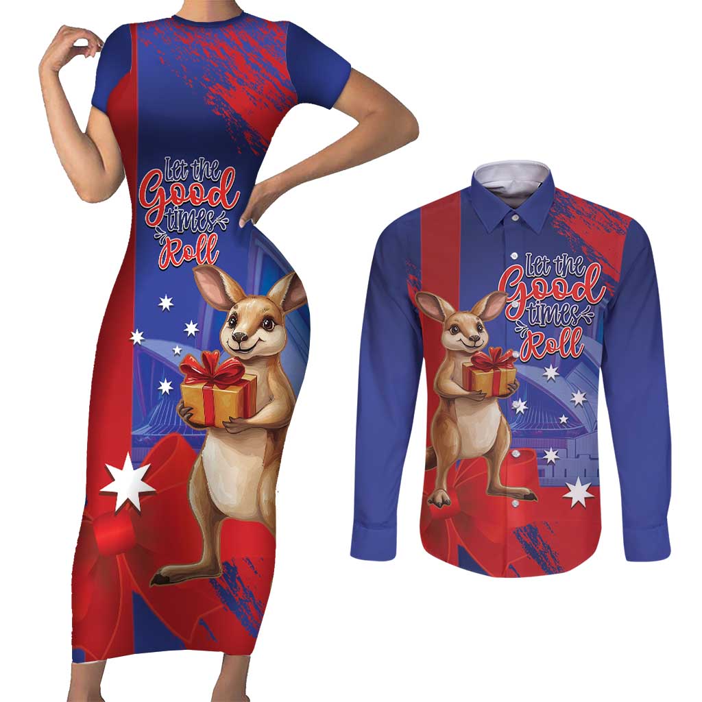 Happy Boxing Day Australia Couples Matching Short Sleeve Bodycon Dress and Long Sleeve Button Shirt Let The Good Time Roll!