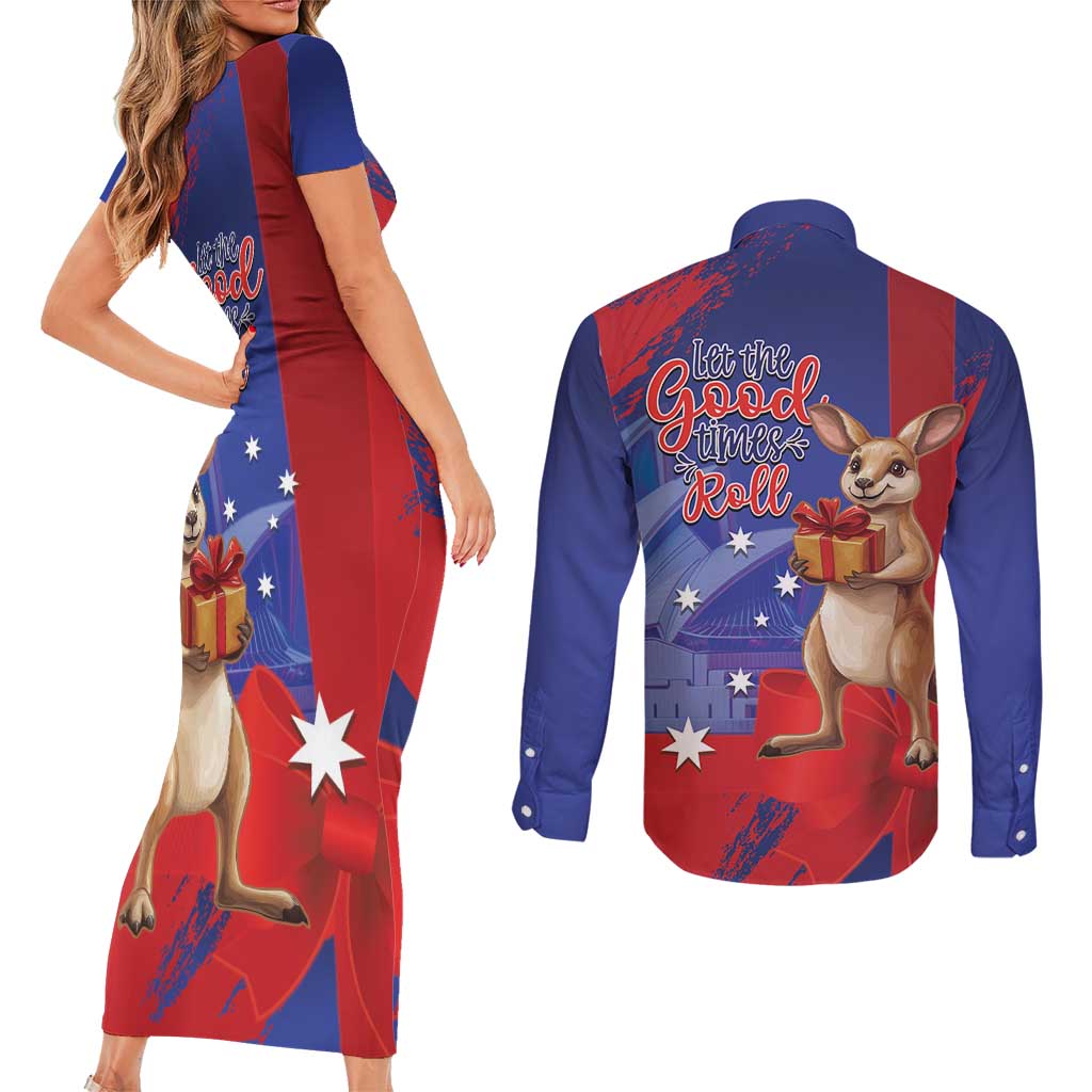 Happy Boxing Day Australia Couples Matching Short Sleeve Bodycon Dress and Long Sleeve Button Shirt Let The Good Time Roll!