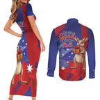 Happy Boxing Day Australia Couples Matching Short Sleeve Bodycon Dress and Long Sleeve Button Shirt Let The Good Time Roll!