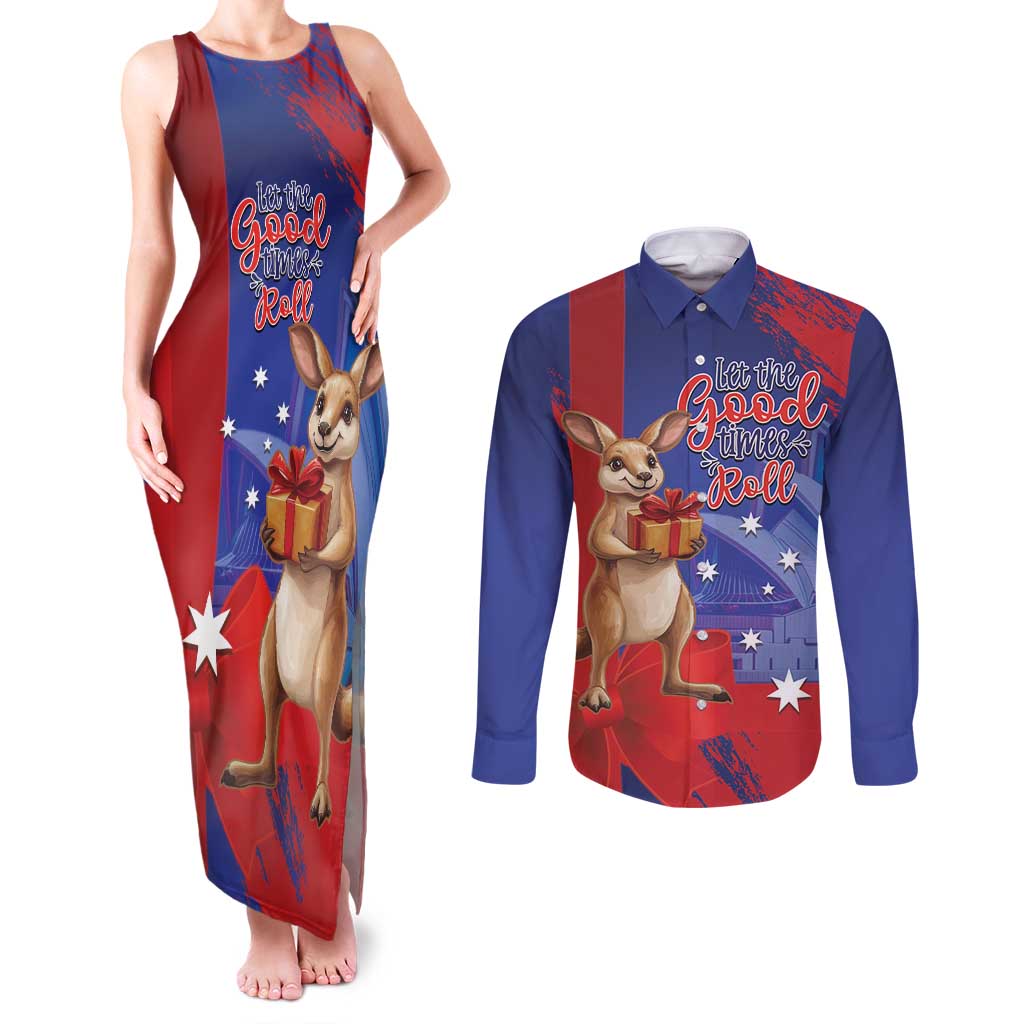 Happy Boxing Day Australia Couples Matching Tank Maxi Dress and Long Sleeve Button Shirt Let The Good Time Roll!