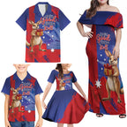 Happy Boxing Day Australia Family Matching Off Shoulder Maxi Dress and Hawaiian Shirt Let The Good Time Roll!