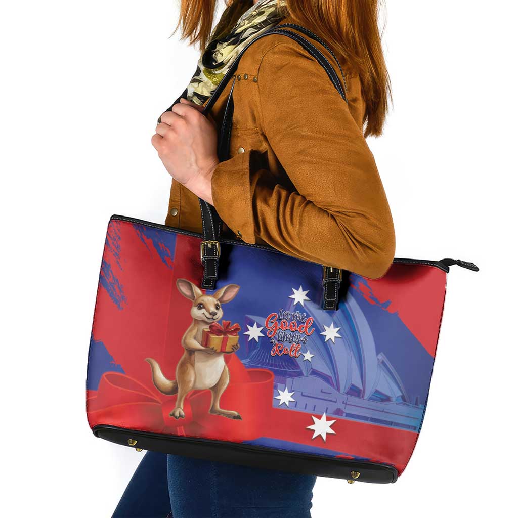 Happy Boxing Day Australia Leather Tote Bag Let The Good Time Roll!