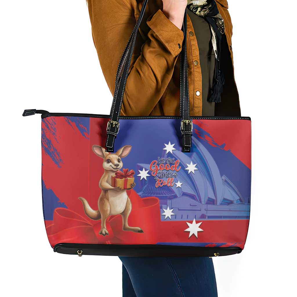 Happy Boxing Day Australia Leather Tote Bag Let The Good Time Roll!
