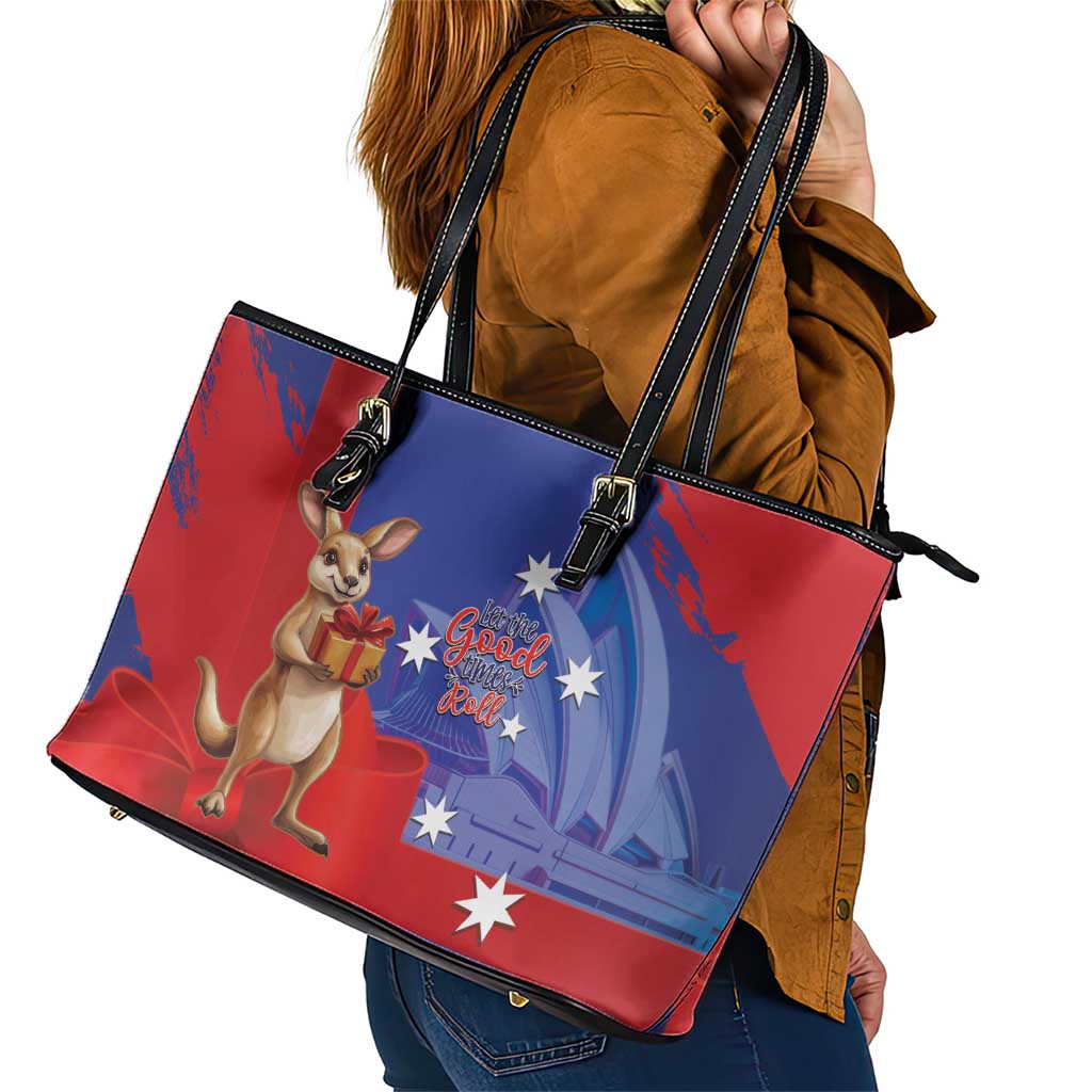 Happy Boxing Day Australia Leather Tote Bag Let The Good Time Roll!
