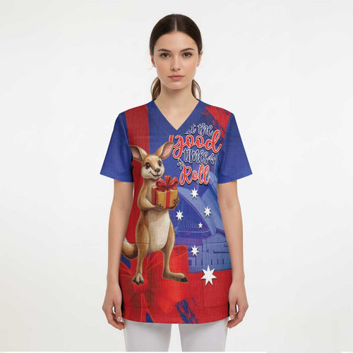 Happy Boxing Day Australia Scrub Top Let The Good Time Roll! - Aussie Hoodie