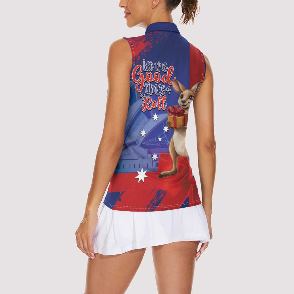 Happy Boxing Day Australia Women Sleeveless Polo Shirt Let The Good Time Roll!